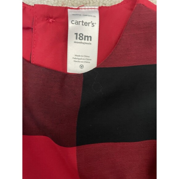 Carter's 18M Red Buffalo Print Dress/Diaper Cover Holiday Party - Picture 2 of 5